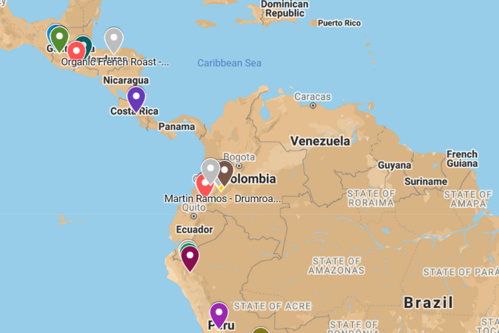 Where are the coffees we feature from? (2020 Coffee Map)!