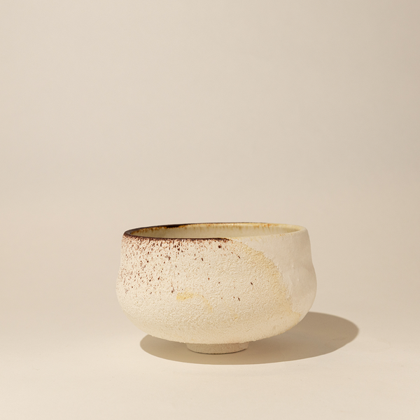 Goji Studios - Matcha Bowl - White & Beige with Brown Speckle